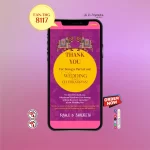 Mesmerizing textured purple card with pink borders and majestic elephants’ motif